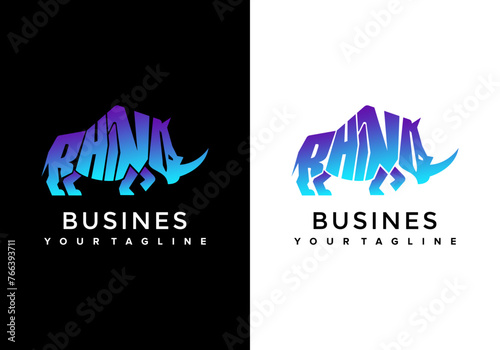 Ilustration lettering rhino logo design