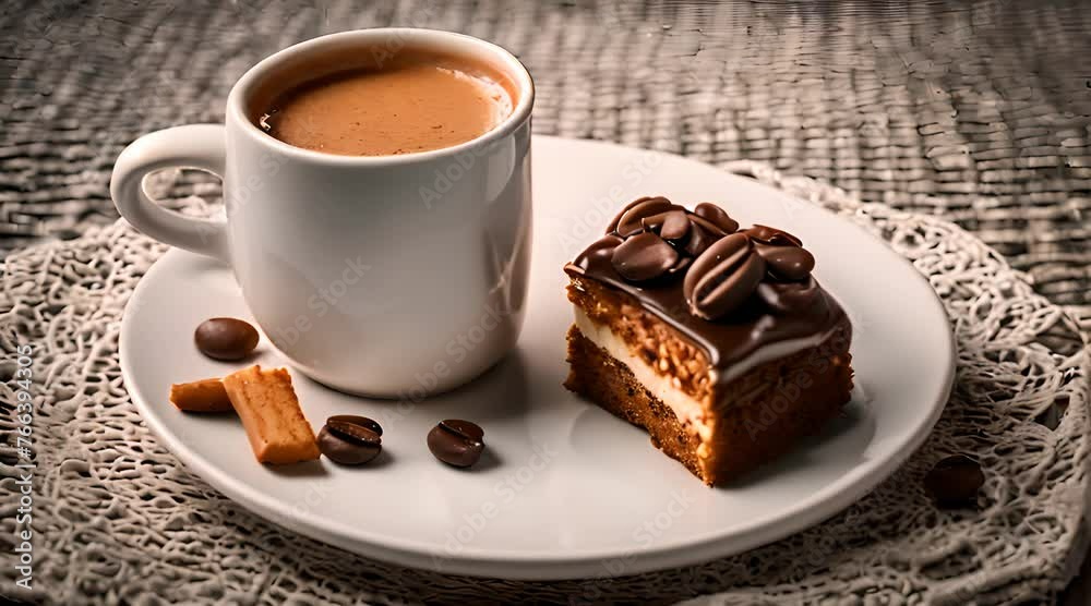 coffee and cake on a plate coffee and cake on a plate