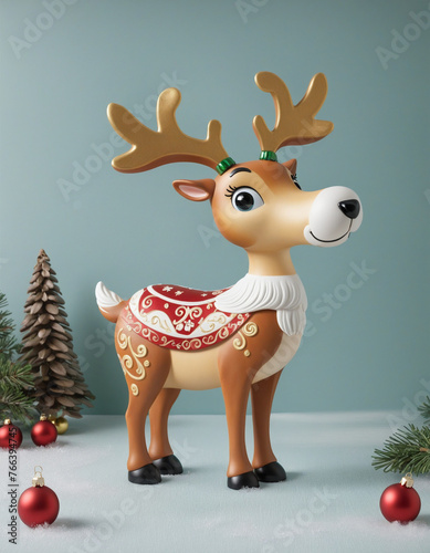 Christmas decoration reindeer colorful background