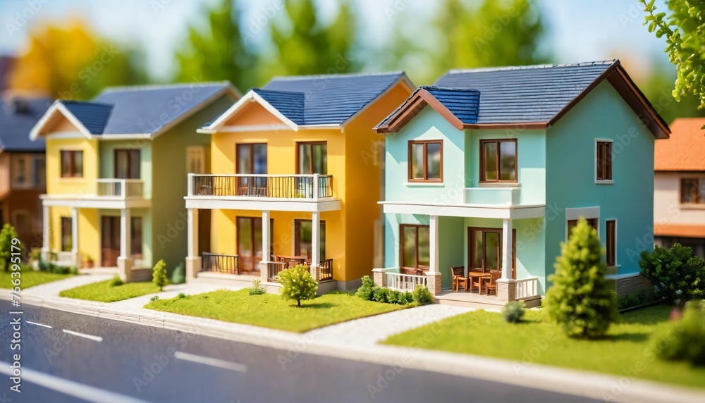 photo of miniature scene small model modern house village , generative AI photo of miniature scene small model modern house village , generative AI