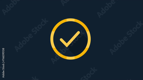 Yellow tick on a dark blue background, check mark, yellow tick photo