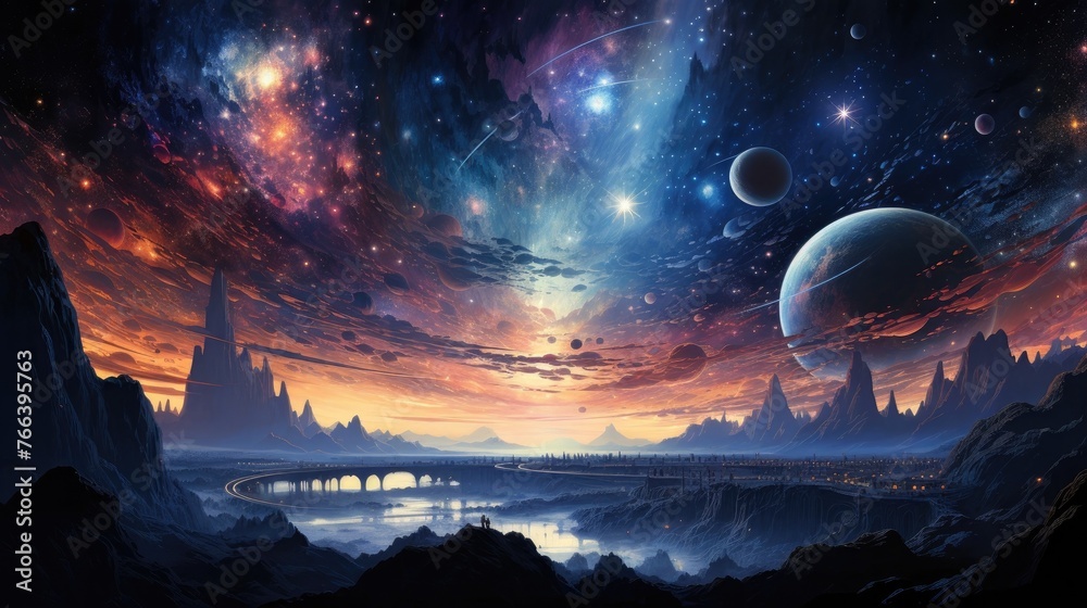 Cosmic Odyssey:A Dreamlike Landscape of Alien Worlds and Celestial Splendor