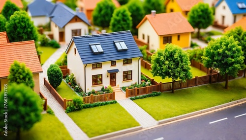 photo of miniature scene small model modern house village , generative AI © Flash