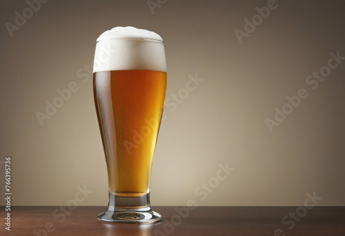 close-up of glass of beer colorful background