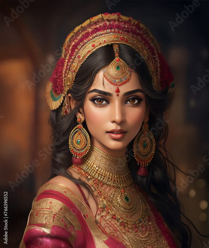 incredibly detailed and ultrarealistic portrait of Indian woman