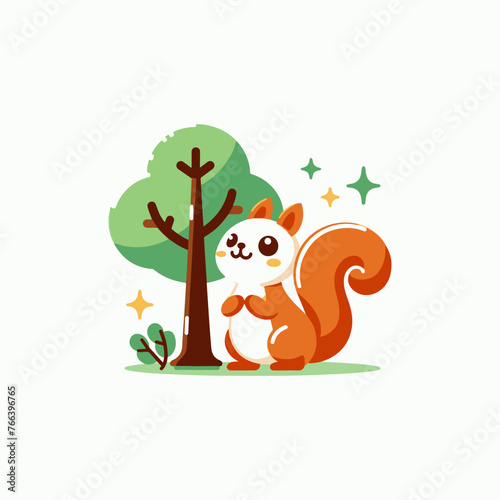Cute squirrel portrayed in a vector illustration