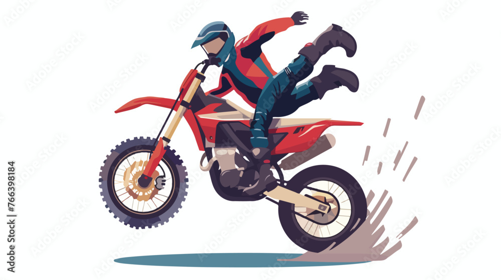 Man Performing stunt on Motorcycle flat vector isolat