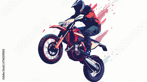 Man Performing stunt on Motorcycle flat vector isolat © Blue