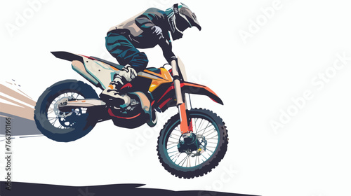 Man Performing stunt on Motorcycle flat vector isolat © Blue