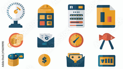 Minimalistic Finance Icons flat vector isolated on white