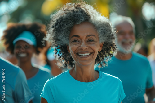 Senior woman jogging exercise outdoors, healthcare and mental in senior