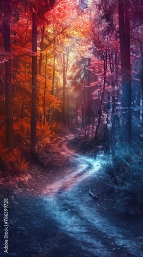 Divergent paths in mystic forest  surreal colors  decision concept  for personal development books --ar 9 16 Job ID  861f6bbb-52c7-4098-bdfa-b7e65ef58a87