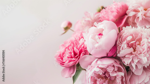  A bouquet of pink flowers in a white background.