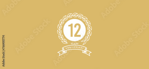 12st anniversary logo with white, and gold background photo