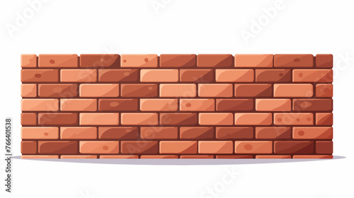 Piece of brick wall flat vector isolated on white bac