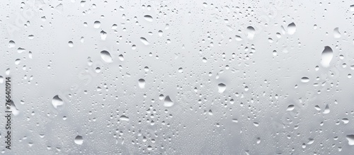 Close-up view of a window covered in raindrops, creating a serene and soothing atmosphere inside the room