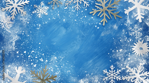 Christmas snow flakes on a blue background. Christmas card, add your own message.