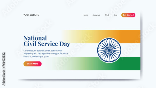National landing page design. National Civil Service day. 21 April. Holiday Concept. Template for background, banner, card, poster with text inscription.