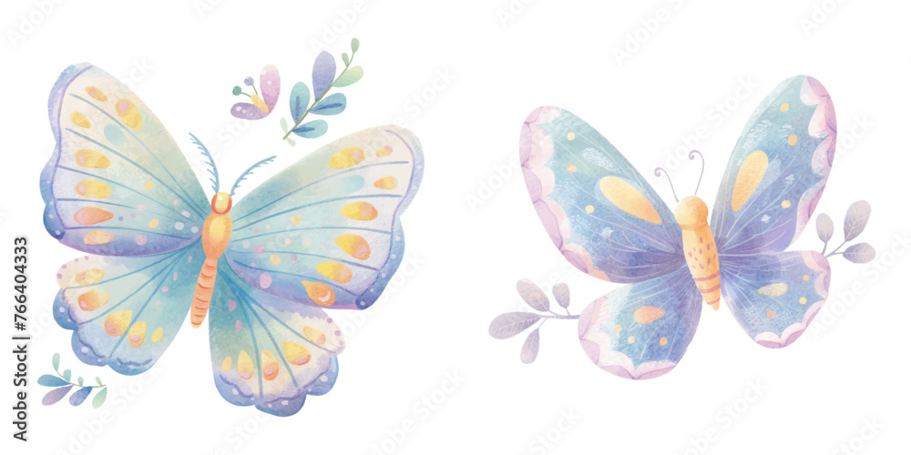 cute butterfly watercolour vector illustration 