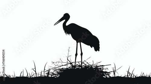 Silhouette of a Jabiru Stork Standing on its Nest photo