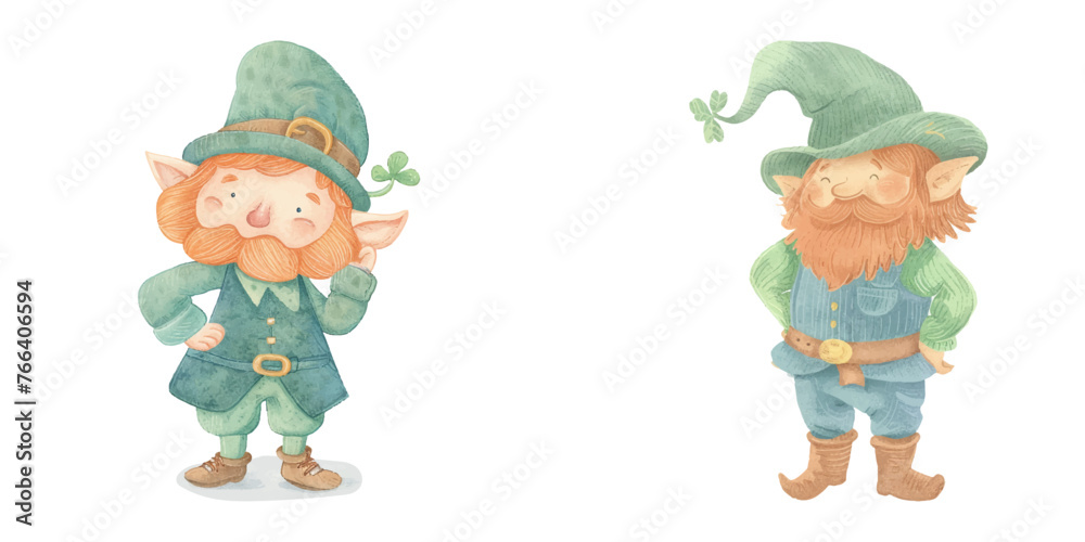cute leprechaun watercolour vector illustration cute leprechaun watercolour vector illustration