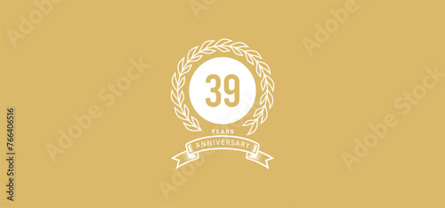 39st anniversary logo with white, and gold background photo