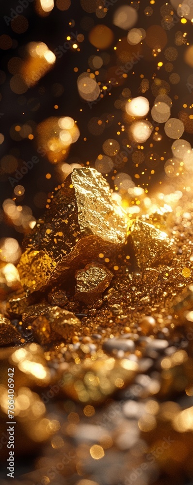 Visualize the evolution of golds role in an imaginative way Use a low-angle perspective to emphasize its value in future advancements and societal aspects Visualize the evolution of golds role in an imaginative way Use a low-angle perspective to emphasize its value in future advancements and societal aspects