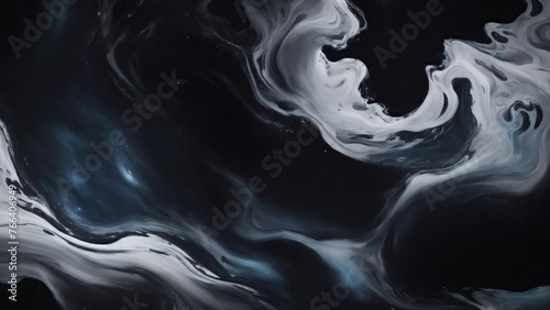 Dark Gray smoke acrylic paints Liquid fluid art abstract background