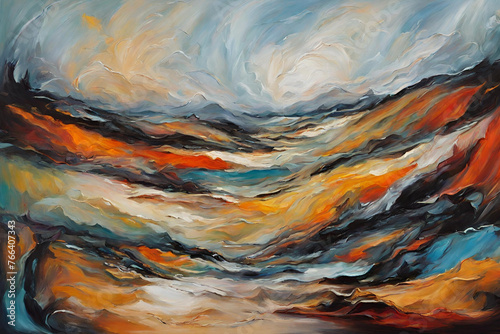 surreal or abstract landscape oil painting.