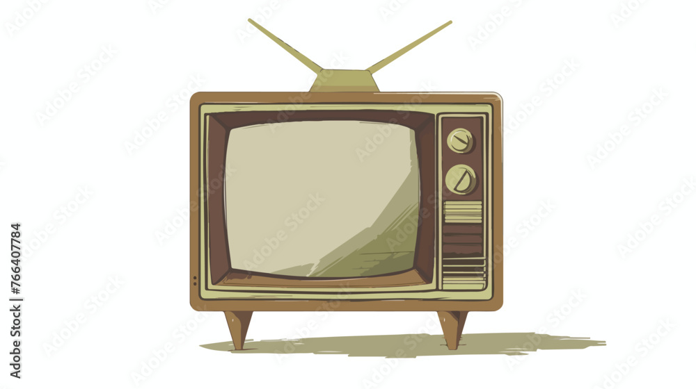 Vintage television flat vector isolated on white background