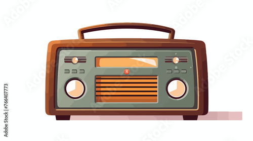 Vintage Radio flat vector isolated on white background