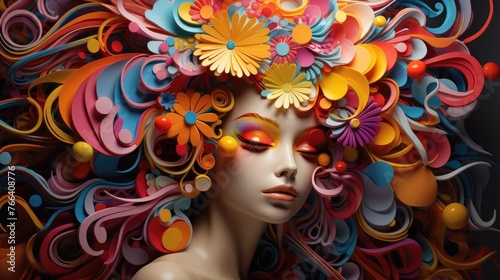 Captivating Floral Fantasy Portrait with Vibrant Surreal Imagery