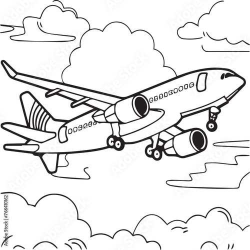 Airplane coloring pages. Airplane outline illustration