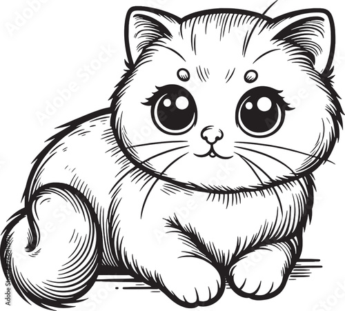 cat coloring page for kids, cat line art vector., children, clip art, clipart, coloring books, coloring page, coloring pages, colouring, kids, line art, adorable, adorable cat, anime, artwork, baby, b