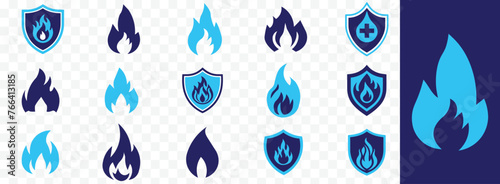  Shield fireproof icon. Fire protection symbol. Shield protector, secure, protect, scutum, safeguard sign, vector illustration.