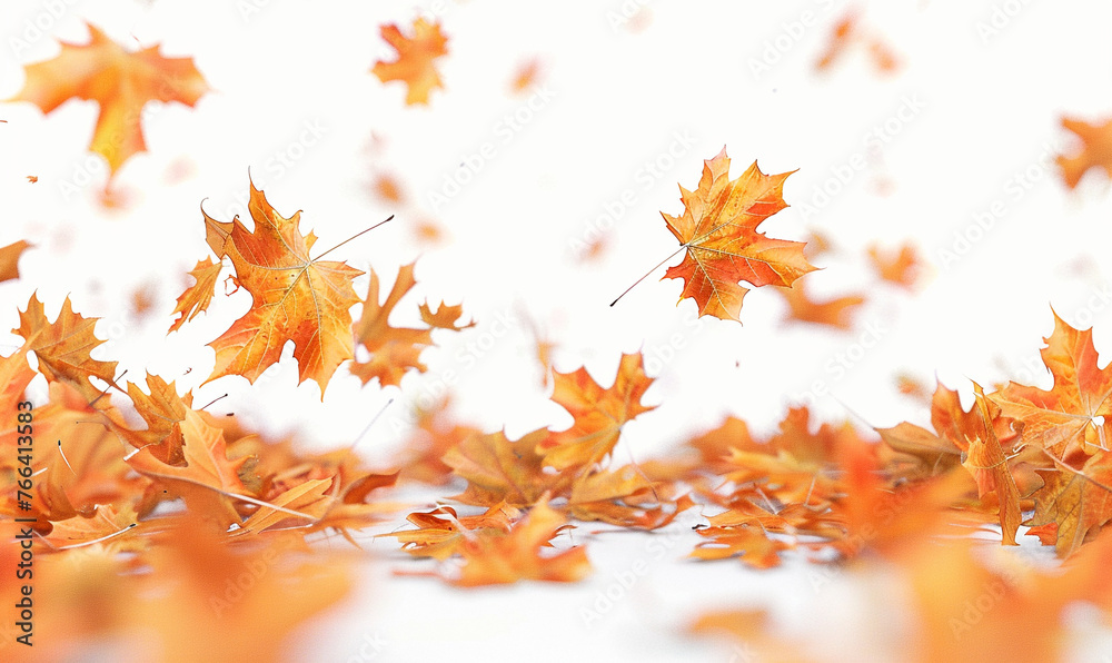 falling yellow leaves on white background. falling yellow leaves on white background.