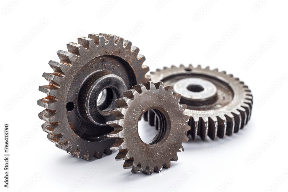 Industrial metal gears Isolated on white background Industrial metal gears Isolated on white background