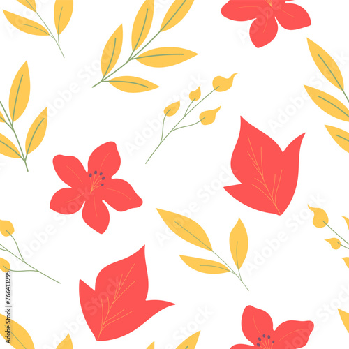 Wallpaper Mural Flower plant seamless pattern, ornament for beautiful design. Torontodigital.ca