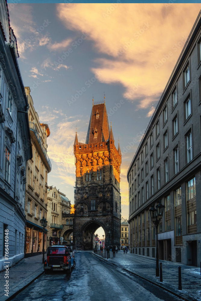 Fototapeta premium Prašná brána prague, Czechia, Czech Republic, Powder Tower in Prague
