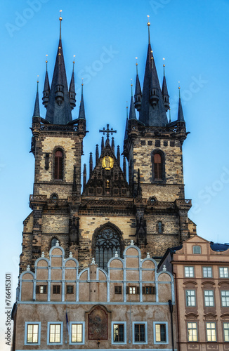 Central square of the old town of Prague with the palace of the town hall. © atosan