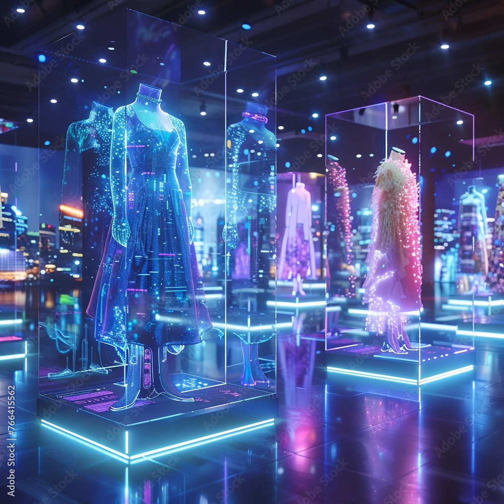 Innovative digital fashion studio, 3D holographic clothing exhibits ...