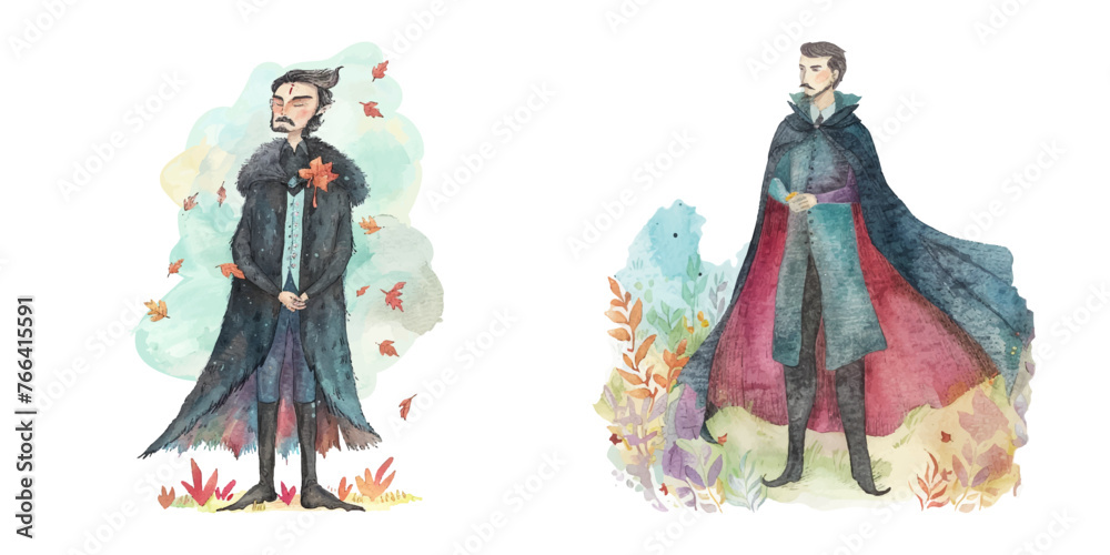 Fototapeta premium dracula vampire watercolour vector illustration 