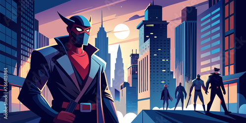 City Guardian: Masked Vigilante Vector Illustration