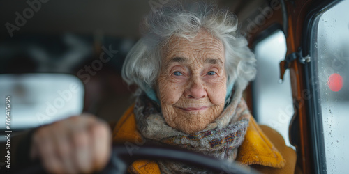 an old woman with glasses and a scarf around her neck