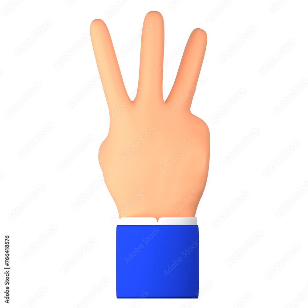 hand points to the count of three 3d illustration hand points to the count of three 3d illustration