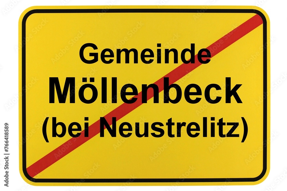 Illustration eines Ortsschildes der Gemeinde Möllenbeck (bei Neustrelitz) in Mecklenburg-Vorpommern