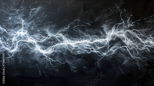 Lightning thunderstorm flash over the night sky. Concept on topic weather, cataclysms (hurricane, Typhoon, tornado, storm) photo