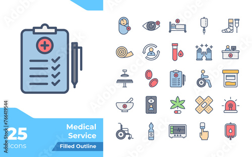 Medical services Filled Outline Color Icons