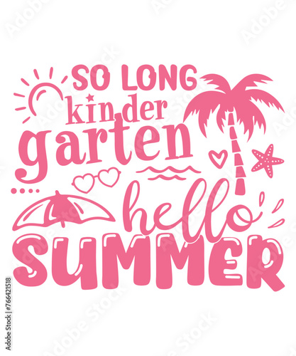 hello summer kindergarten tropical, summer SVG, summer design SVG bundle, Cut Files for Cutting Machines like Cricut and Silhouette