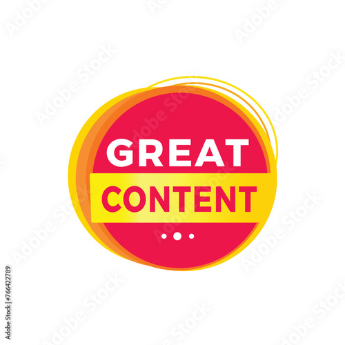 Great content red label icon for announcement, advertising, vector. Flat design template for banner.